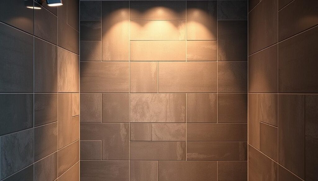 A cozy, well-lit interior showcasing a series of sleek, gray tiles arranged in a visually striking pattern. The tiles are complemented by a carefully curated selection of grout colors, ranging from soft, subtle hues to bold, contrasting shades that accentuate the tile design. The lighting, a mix of warm ambient illumination and strategic spotlights, casts a inviting glow, highlighting the textures and reflecting off the smooth tile surfaces. The overall atmosphere exudes a sense of modern elegance and timeless sophistication, serving as an inspirational visual for the article's focus on "Fuga do szarych płytek – sprawdzone połączenia". A cozy, well-lit interior showcasing a series of sleek, gray tiles arranged in a visually striking pattern. The tiles are complemented by a carefully curated selection of grout colors, ranging from soft, subtle hues to bold, contrasting shades that accentuate the tile design. The lighting, a mix of warm ambient illumination and strategic spotlights, casts a inviting glow, highlighting the textures and reflecting off the smooth tile surfaces. The overall atmosphere exudes a sense of modern elegance and timeless sophistication, serving as an inspirational visual for the article's focus on "Fuga do szarych płytek – sprawdzone połączenia".