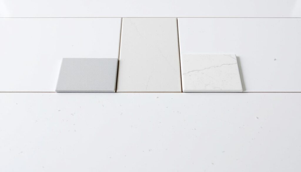 A well-lit, high-resolution close-up photograph of different sized ceramic tiles arranged on a flat, smooth surface, with various adhesive thicknesses visually depicted between the tiles. The tiles should be in a range of neutral colors, such as white, gray, and beige, to showcase the contrast with the adhesive. The image should have a clean, professional appearance that effectively illustrates the relationship between tile size and adhesive thickness, as would be useful for an article on the topic. A well-lit, high-resolution close-up photograph of different sized ceramic tiles arranged on a flat, smooth surface, with various adhesive thicknesses visually depicted between the tiles. The tiles should be in a range of neutral colors, such as white, gray, and beige, to showcase the contrast with the adhesive. The image should have a clean, professional appearance that effectively illustrates the relationship between tile size and adhesive thickness, as would be useful for an article on the topic.