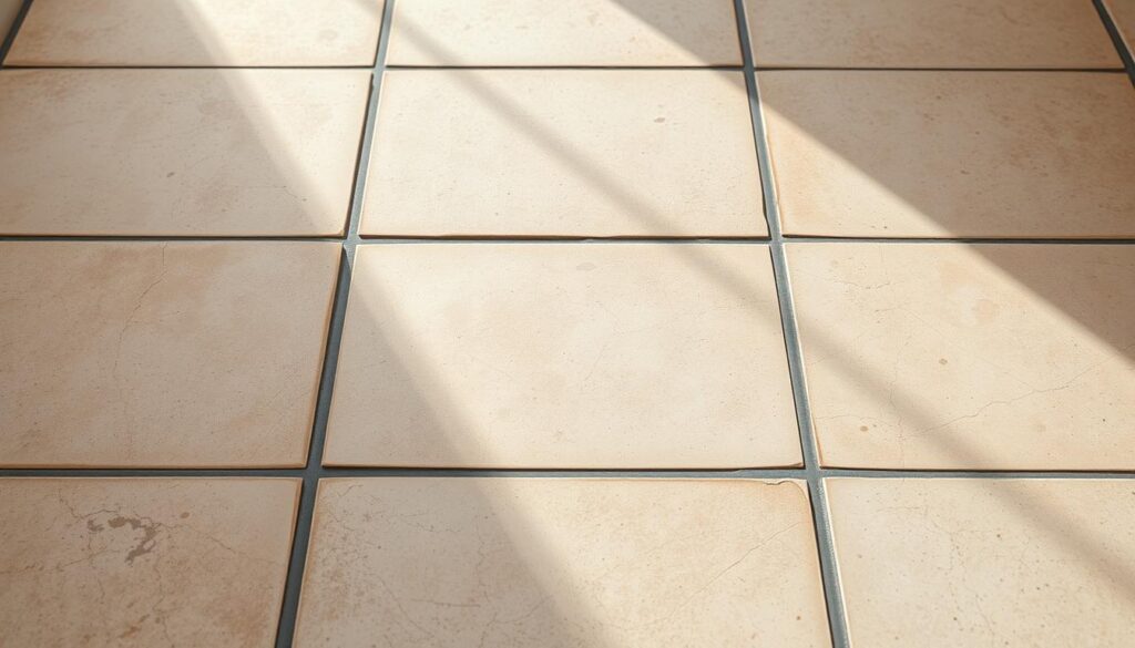 A well-worn ceramic tile floor, its surface weathered and worn, serves as the focal point of the image. The tiles are a mix of neutral tones - beige, cream, and soft gray - with subtle variations in hue and texture, suggesting their age and history. The tiles are positioned in a grid-like pattern, with each one casting a soft, directional shadow that adds depth and dimension to the scene. The lighting is soft and natural, creating a warm, inviting atmosphere that highlights the texture and character of the old tiles. The background is slightly blurred, allowing the tiles to take center stage and emphasize the details and requirements for successfully installing new tiles over the existing surface. A well-worn ceramic tile floor, its surface weathered and worn, serves as the focal point of the image. The tiles are a mix of neutral tones - beige, cream, and soft gray - with subtle variations in hue and texture, suggesting their age and history. The tiles are positioned in a grid-like pattern, with each one casting a soft, directional shadow that adds depth and dimension to the scene. The lighting is soft and natural, creating a warm, inviting atmosphere that highlights the texture and character of the old tiles. The background is slightly blurred, allowing the tiles to take center stage and emphasize the details and requirements for successfully installing new tiles over the existing surface.