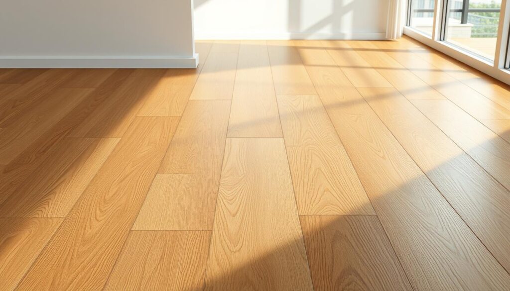 a highly detailed, photorealistic image of a wood-effect ceramic floor tile, capturing the natural texture and grain of wood with a glossy, durable ceramic finish. The tile is positioned in a well-lit, minimalist interior setting, showcasing its realistic wood-like appearance. The lighting creates a warm, inviting atmosphere, with subtle shadows and highlights accentuating the depth and character of the tile's surface. The composition emphasizes the seamless integration of the ceramic tile with the surrounding environment, highlighting its potential to mimic the aesthetic of traditional wood flooring while offering the enhanced durability and low-maintenance properties of ceramic. a highly detailed, photorealistic image of a wood-effect ceramic floor tile, capturing the natural texture and grain of wood with a glossy, durable ceramic finish. The tile is positioned in a well-lit, minimalist interior setting, showcasing its realistic wood-like appearance. The lighting creates a warm, inviting atmosphere, with subtle shadows and highlights accentuating the depth and character of the tile's surface. The composition emphasizes the seamless integration of the ceramic tile with the surrounding environment, highlighting its potential to mimic the aesthetic of traditional wood flooring while offering the enhanced durability and low-maintenance properties of ceramic.